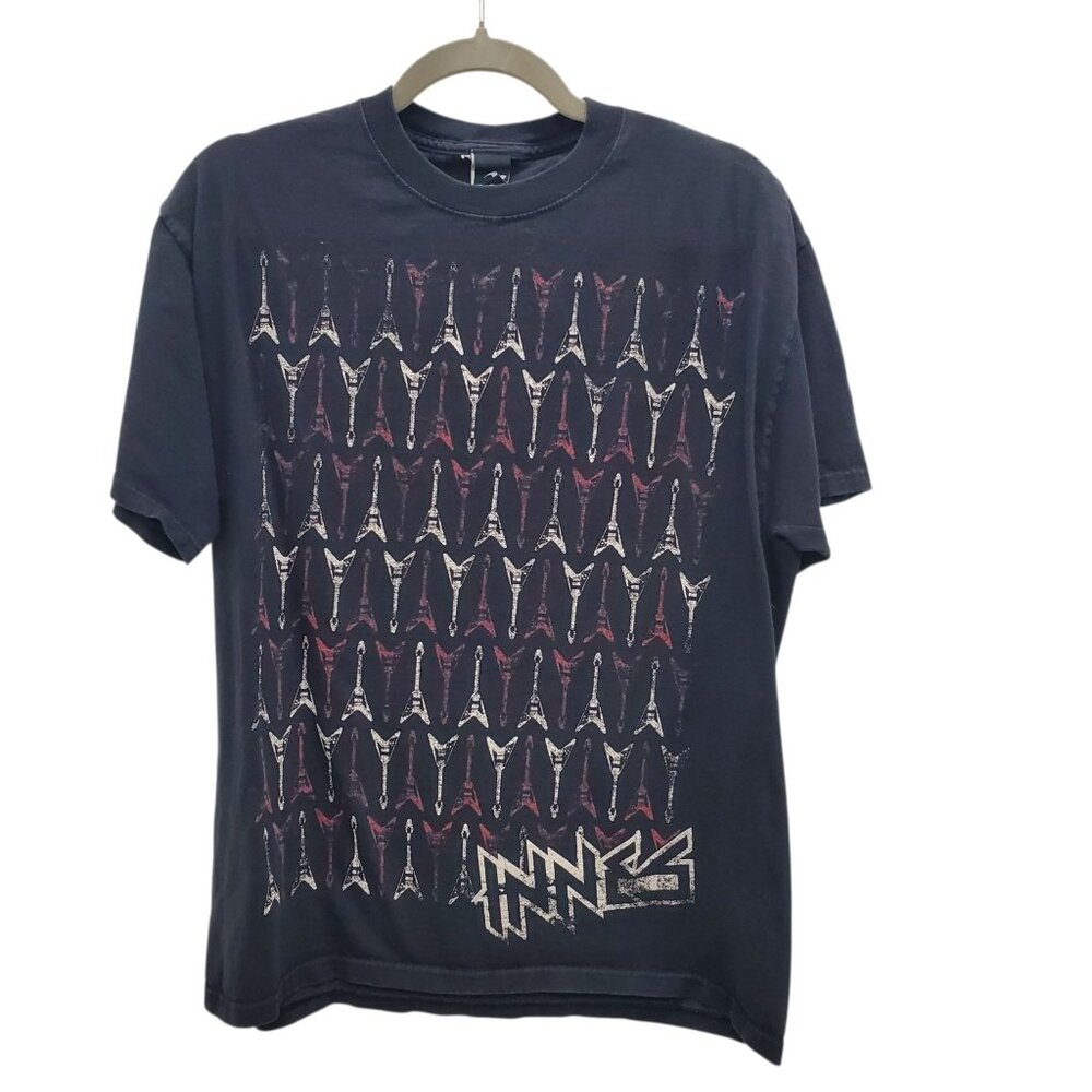 Innes Men's Vintage 90s Y2K Distressed Guitar Rock‎ Graphic Skater Tee Unisex L